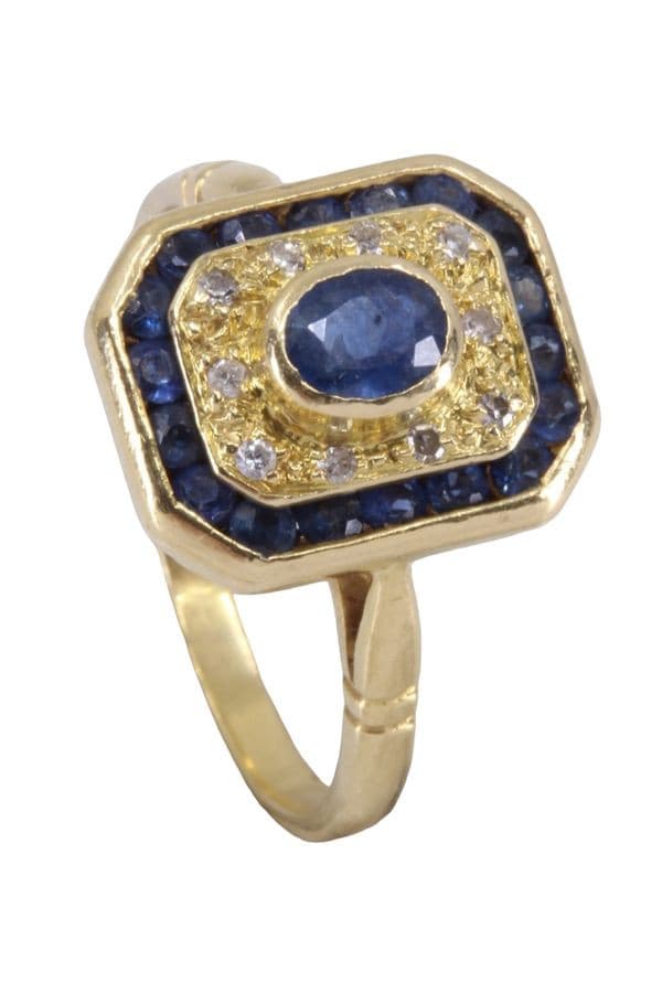BAGUE MODERNE SAPHIRS ET DIAMANTS — vue 4