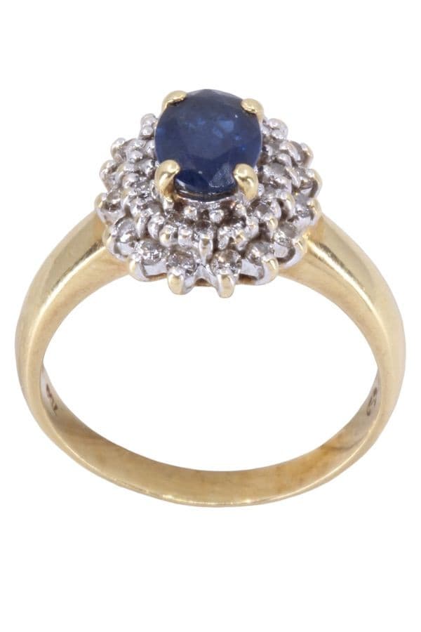 BAGUE POMPADOUR SAPHIR ET DIAMANTS — vue 1