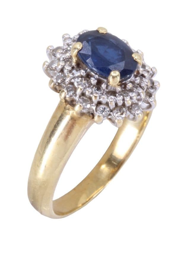 BAGUE POMPADOUR SAPHIR ET DIAMANTS — vue 3