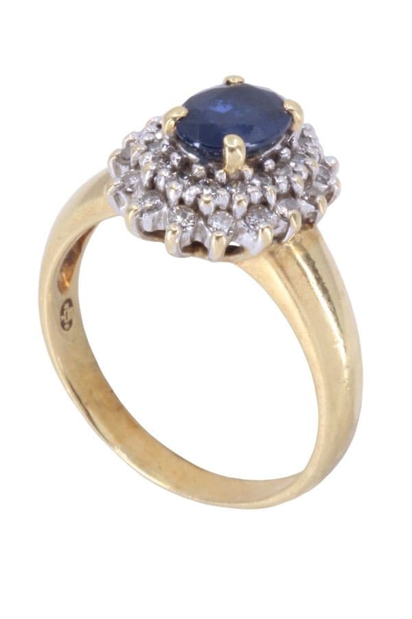 BAGUE POMPADOUR SAPHIR ET DIAMANTS — vue 4