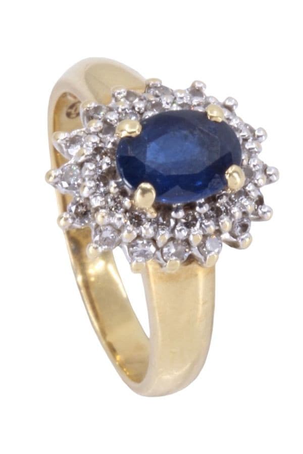 BAGUE POMPADOUR SAPHIR ET DIAMANTS — vue 5