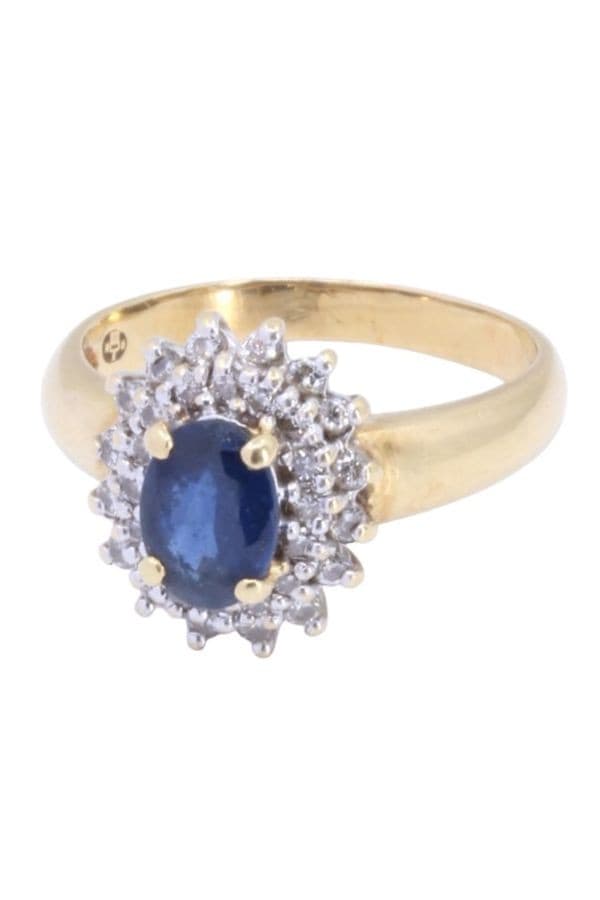 BAGUE POMPADOUR SAPHIR ET DIAMANTS — vue 6