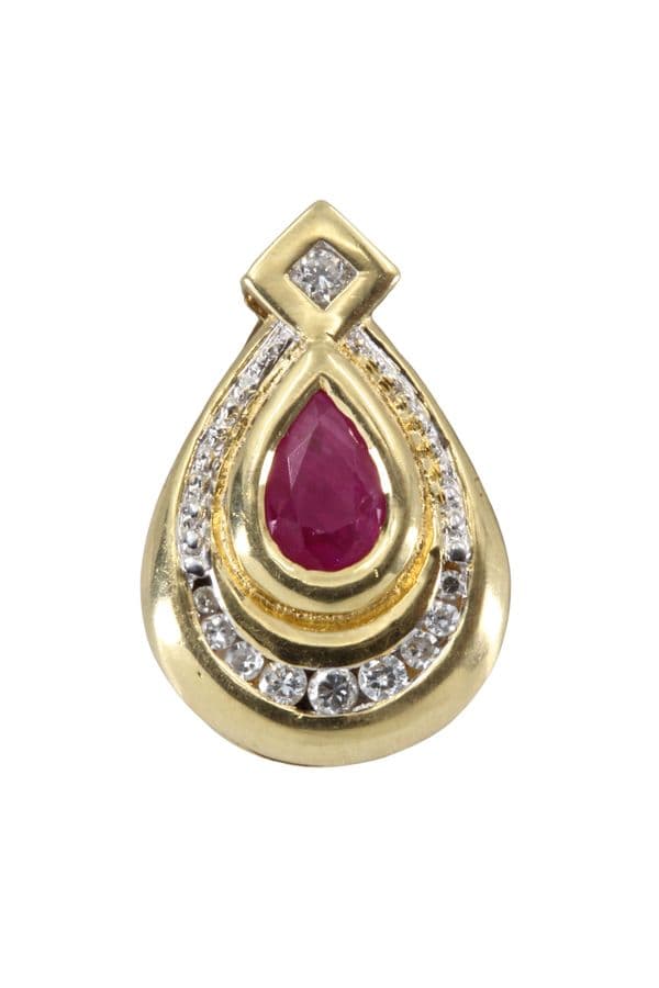 PENDENTIF MODERNE RUBIS ET DIAMANTS — vue 1