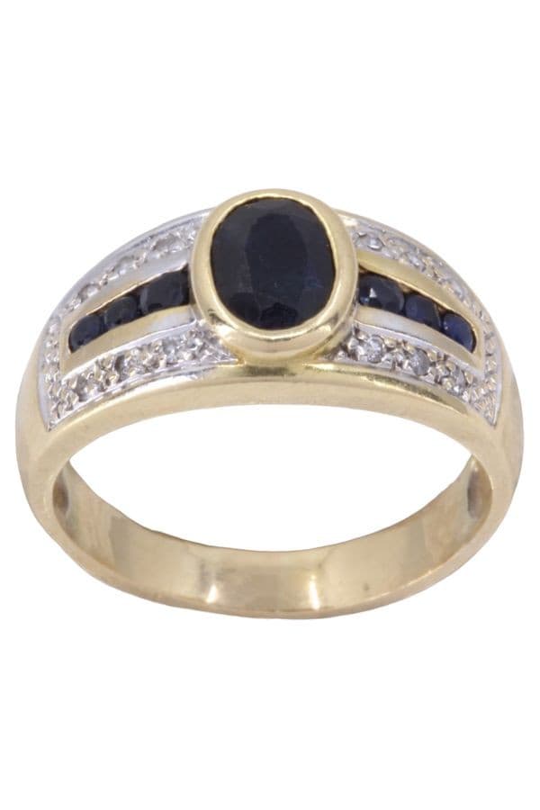 BAGUE MODERNE SAPHIRS ET DIAMANTS — vue 1