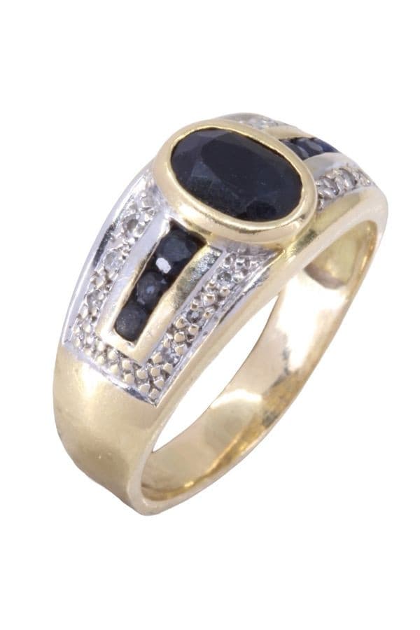 BAGUE MODERNE SAPHIRS ET DIAMANTS — vue 3