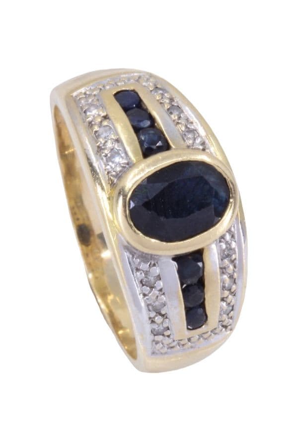 BAGUE MODERNE SAPHIRS ET DIAMANTS — vue 4