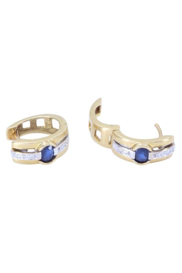 BOUCLES D'OREILLES SAPHIRS ET DIAMANTS — vue 4