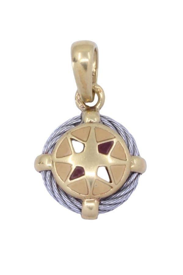 PENDENTIF ROSE DES VENTS OR/ACIER — vue 1