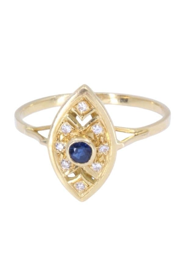 BAGUE MARQUISE SAPHIR ET DIAMANTS — vue 6