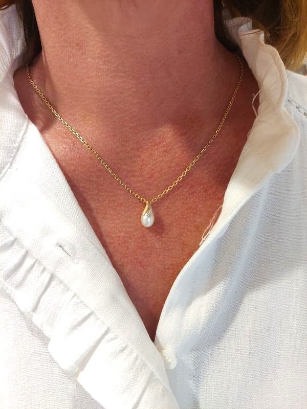 PENDENTIF PERLE ET DIAMANT — vue 2