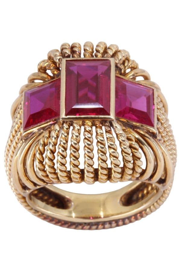 BAGUE COCKTAIL RUBIS ANNÉES 60' — vue 1