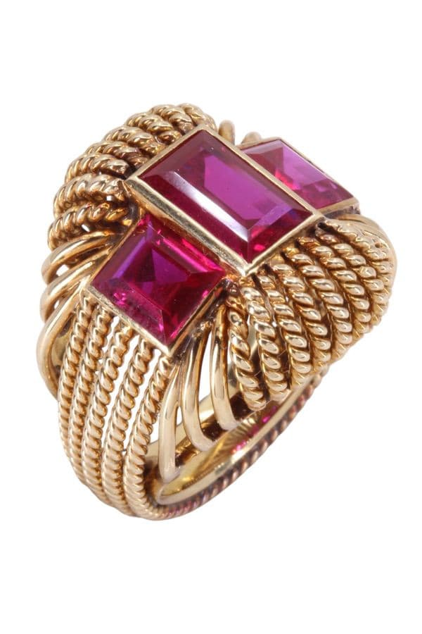BAGUE COCKTAIL RUBIS ANNÉES 60' — vue 3