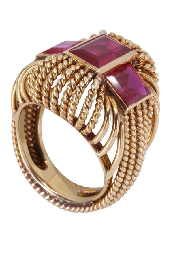 BAGUE COCKTAIL RUBIS ANNÉES 60' — vue 5