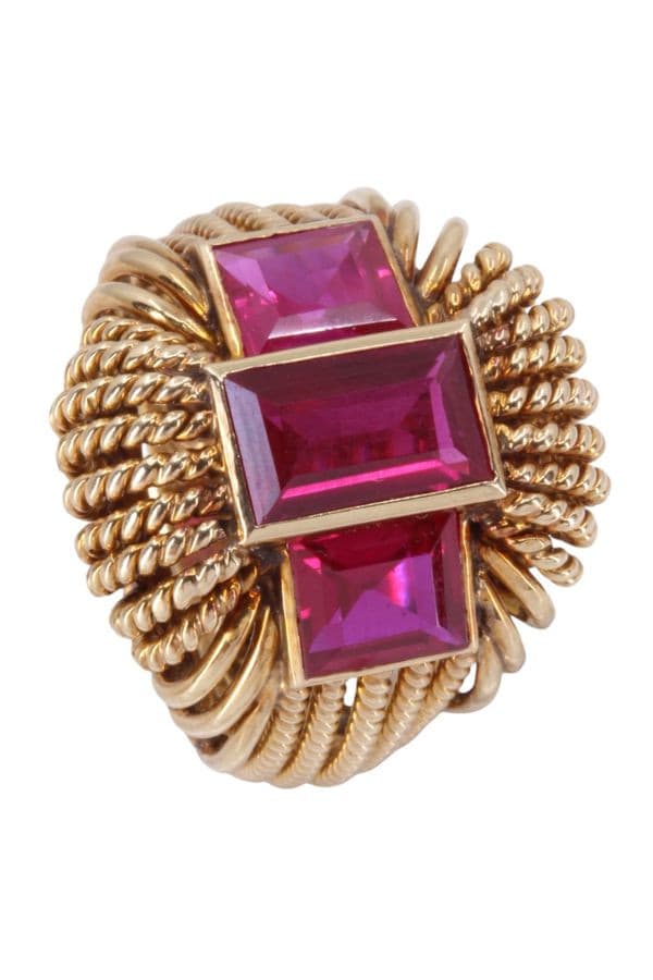 BAGUE COCKTAIL RUBIS ANNÉES 60' — vue 4