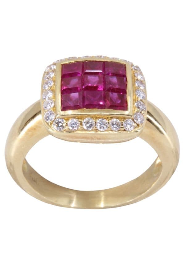 BAGUE MODERNE RUBIS ET DIAMANTS — vue 1