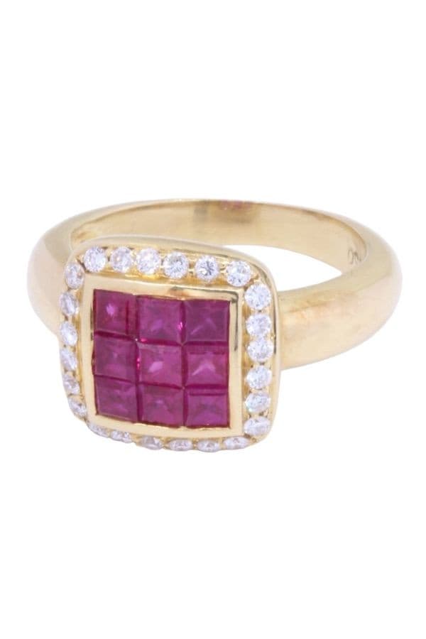 BAGUE MODERNE RUBIS ET DIAMANTS — vue 5