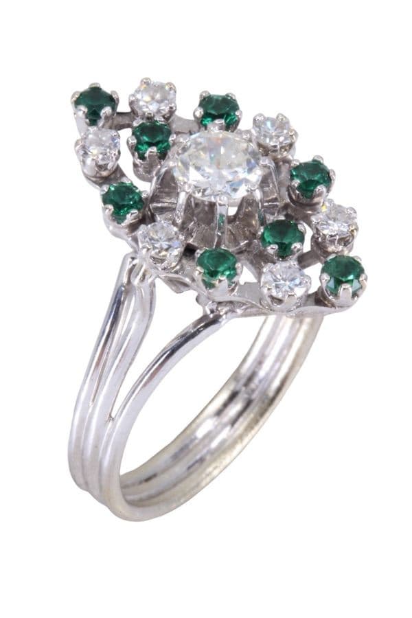 MARQUISE ANNÉES 50' ÉMERAUDES ET DIAMANTS — vue 3