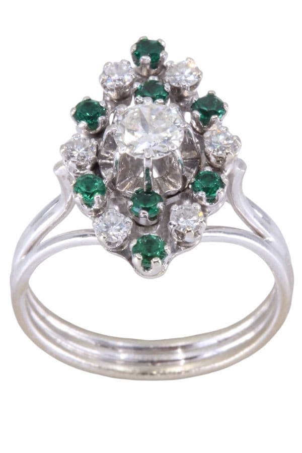 MARQUISE ANNÉES 50' ÉMERAUDES ET DIAMANTS — vue 1
