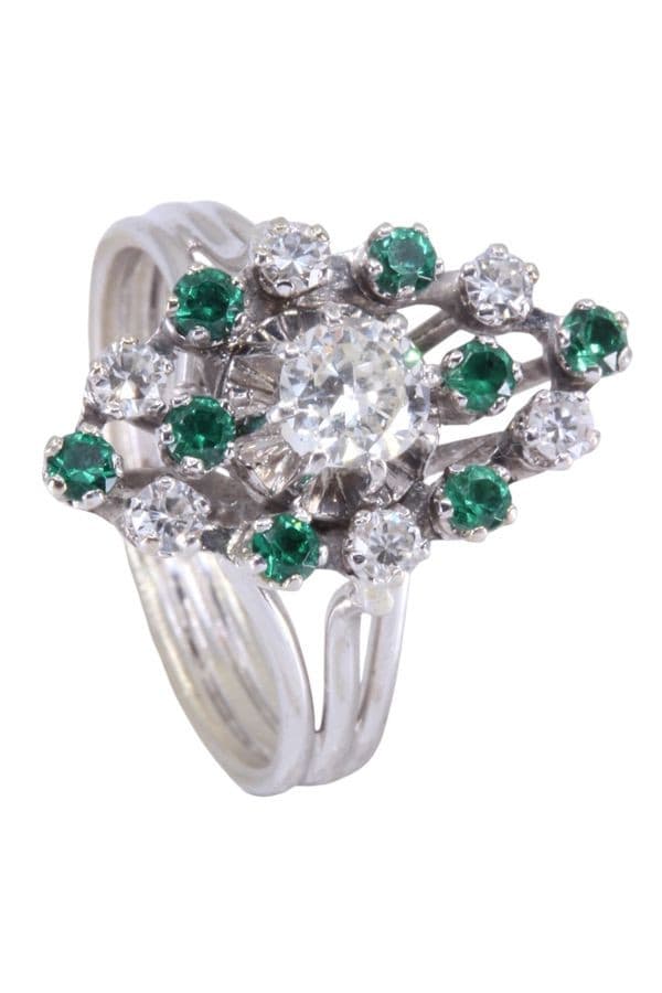 MARQUISE ANNÉES 50' ÉMERAUDES ET DIAMANTS — vue 5