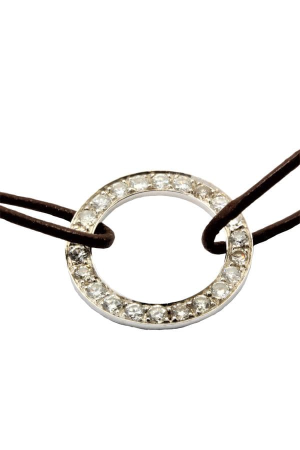 BRACELET CUIR CERCLE DIAMANTÉ — vue 2