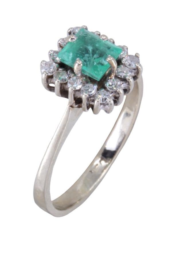 BAGUE MODERNE ÉMERAUDE ET DIAMANTS — vue 3