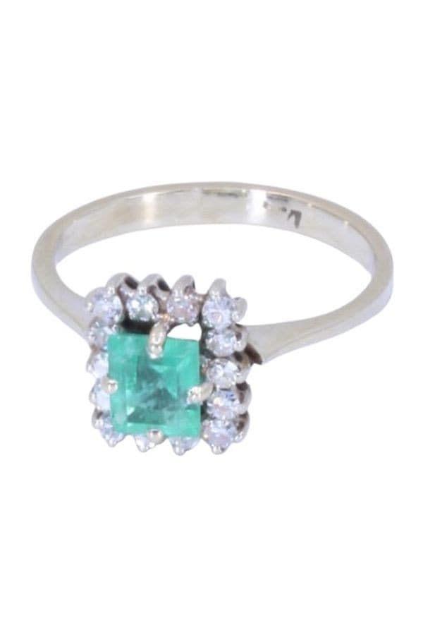 BAGUE MODERNE ÉMERAUDE ET DIAMANTS — vue 6