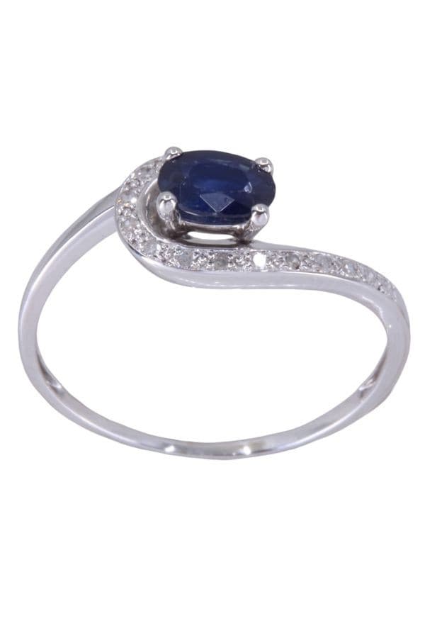 BAGUE MODERNE SAPHIR DIAMANTS — vue 1
