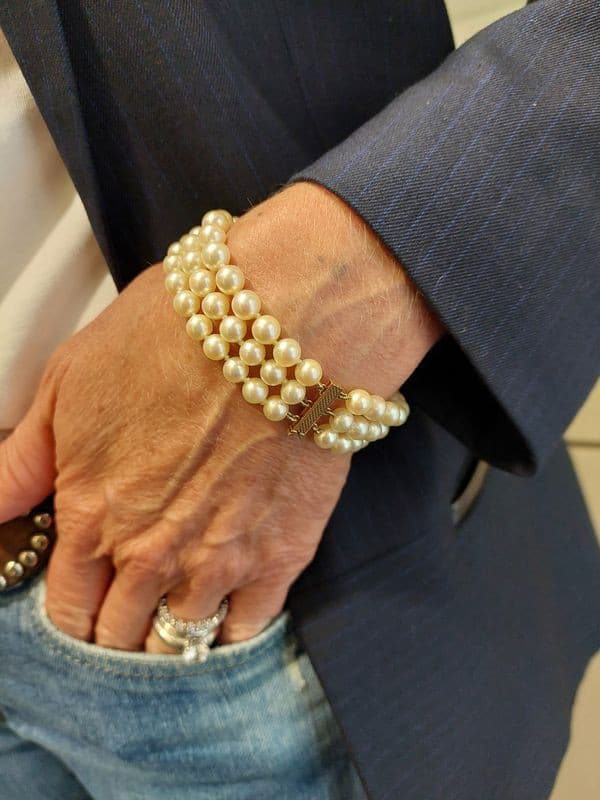 BRACELET PERLES DE CULTURE 3 RANGS — vue 2