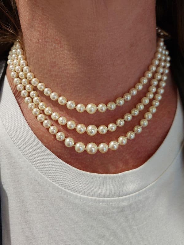 COLLIER DE PERLES 3 RANGS — vue 2