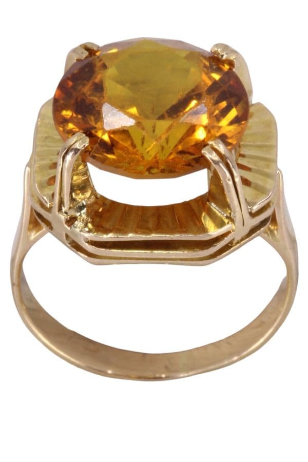 BAGUE ANCIENNE SAPHIR JAUNE — vue 1