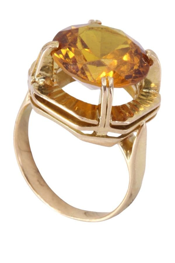 BAGUE ANCIENNE SAPHIR JAUNE — vue 4