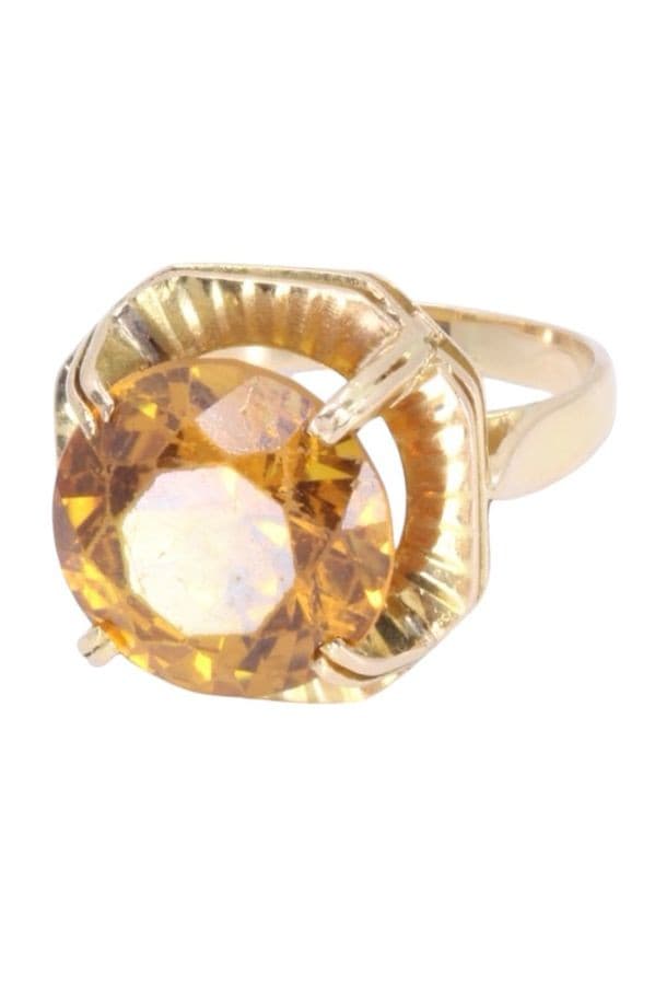 BAGUE ANCIENNE SAPHIR JAUNE — vue 5