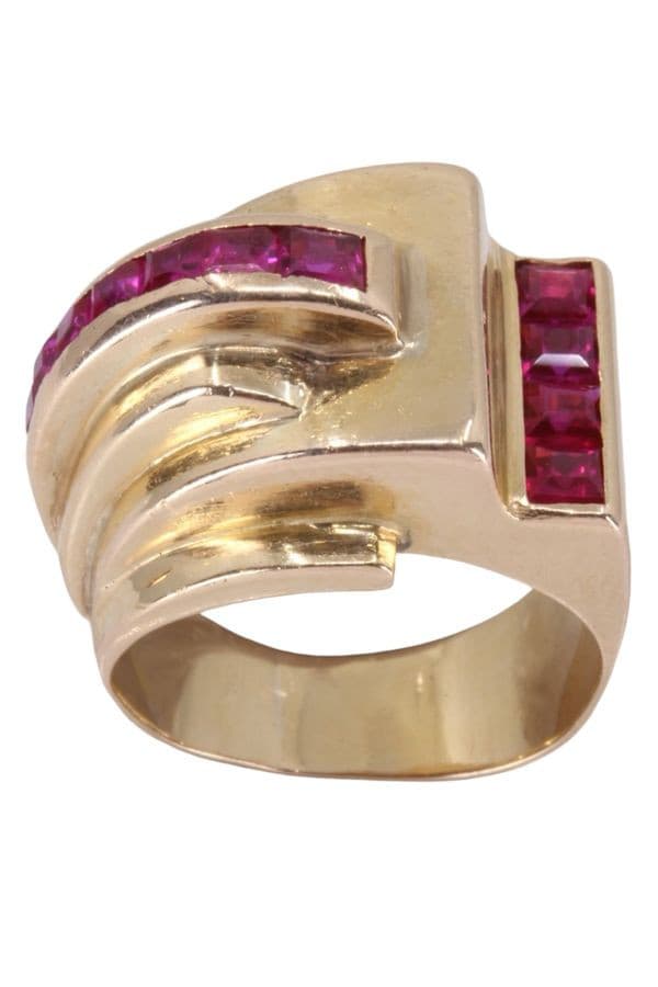 BAGUE TANK RUBIS CALIBRÉS — vue 1