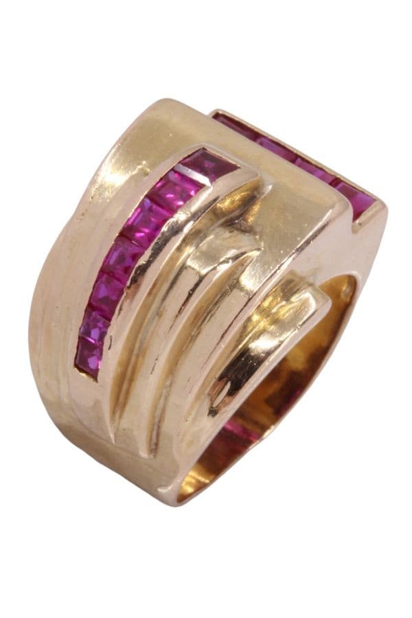 BAGUE TANK RUBIS CALIBRÉS — vue 3