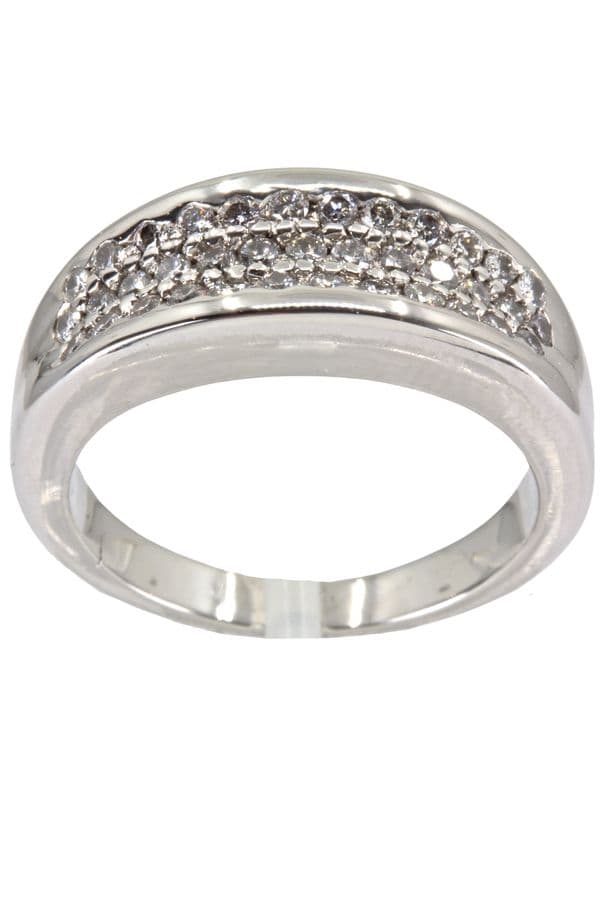 BAGUE MODERNE PAVAGE DIAMANTS — vue 1