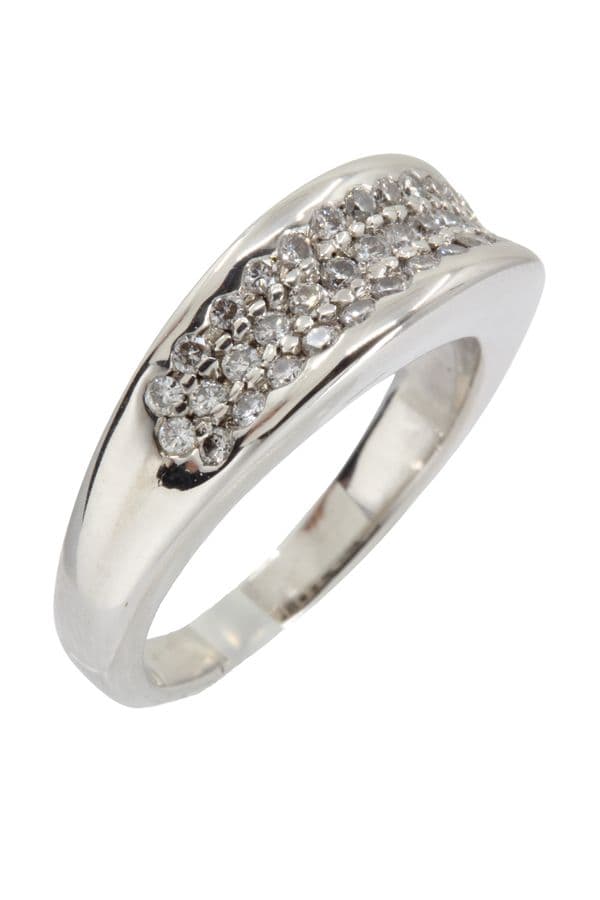 BAGUE MODERNE PAVAGE DIAMANTS — vue 3