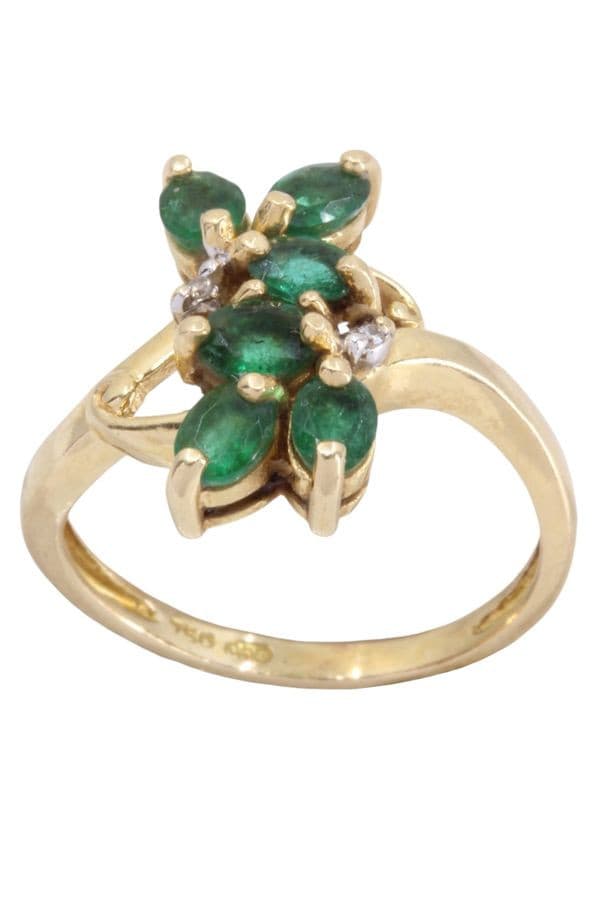 BAGUE ÉMERAUDES ET DIAMANTS — vue 1