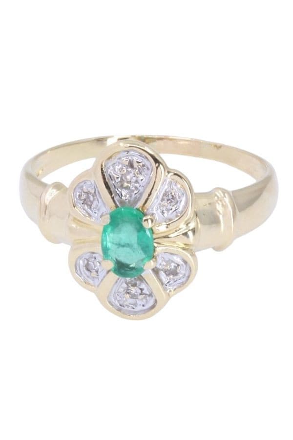 BAGUE MARGUERITE ÉMERAUDE ET DIAMANTS — vue 6