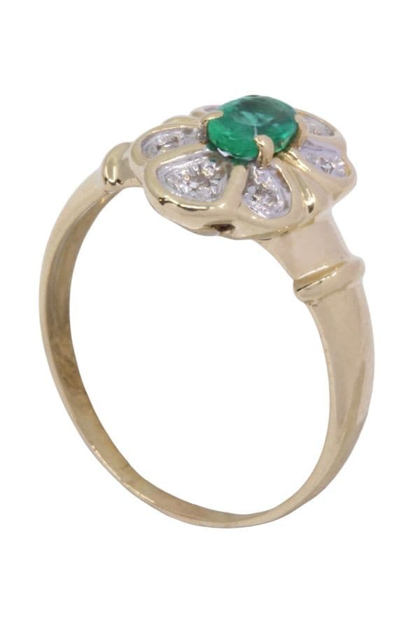 BAGUE MARGUERITE ÉMERAUDE ET DIAMANTS — vue 5