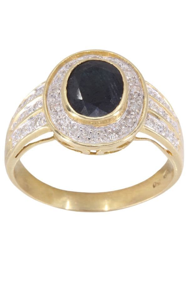 BAGUE SAPHIR ET DIAMANTS — vue 1