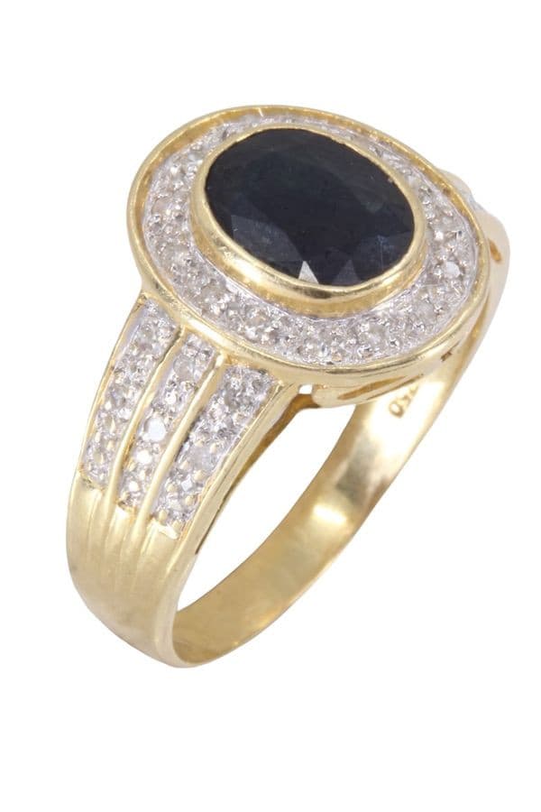 BAGUE SAPHIR ET DIAMANTS — vue 3