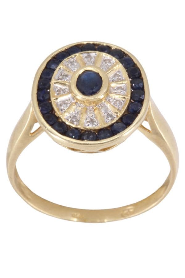BAGUE MODERNE SAPHIRS ET DIAMANTS — vue 1
