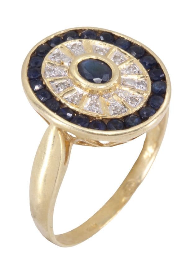 BAGUE MODERNE SAPHIRS ET DIAMANTS — vue 3
