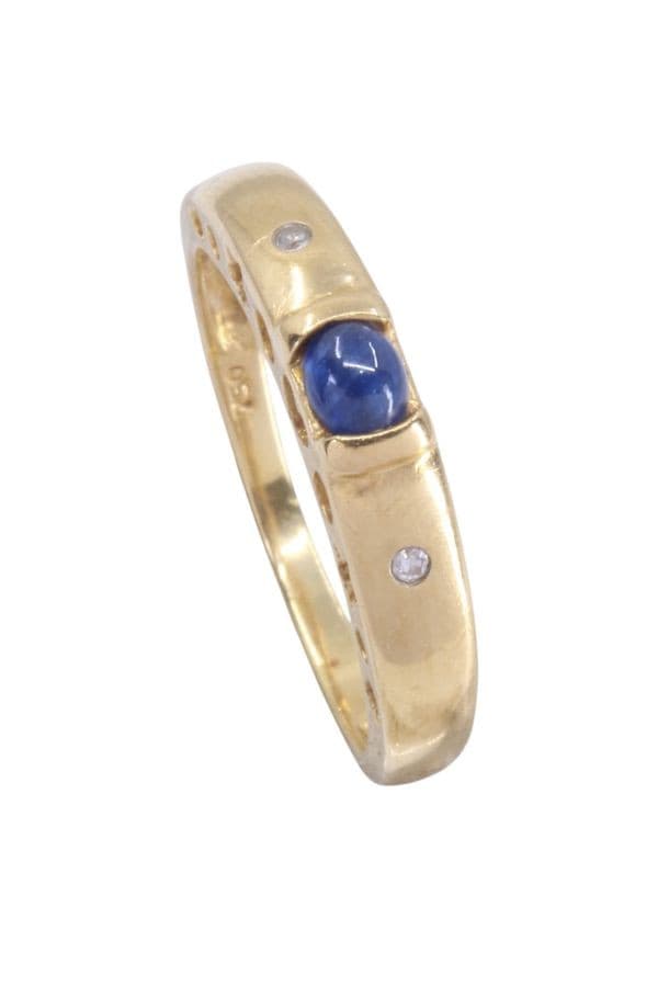 BAGUE SPINELLE BLEUE ET DIAMANTS — vue 3