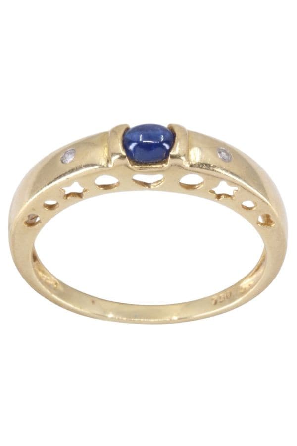 BAGUE SPINELLE BLEUE ET DIAMANTS — vue 1