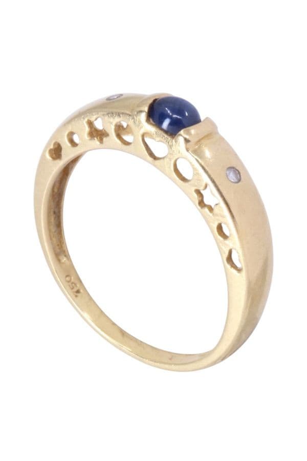 BAGUE SPINELLE BLEUE ET DIAMANTS — vue 4