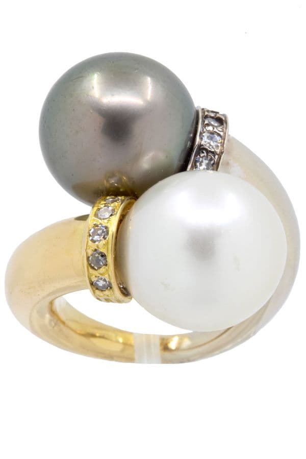 BAGUE TOI ET MOI PERLES ET DIAMANTS — vue 1