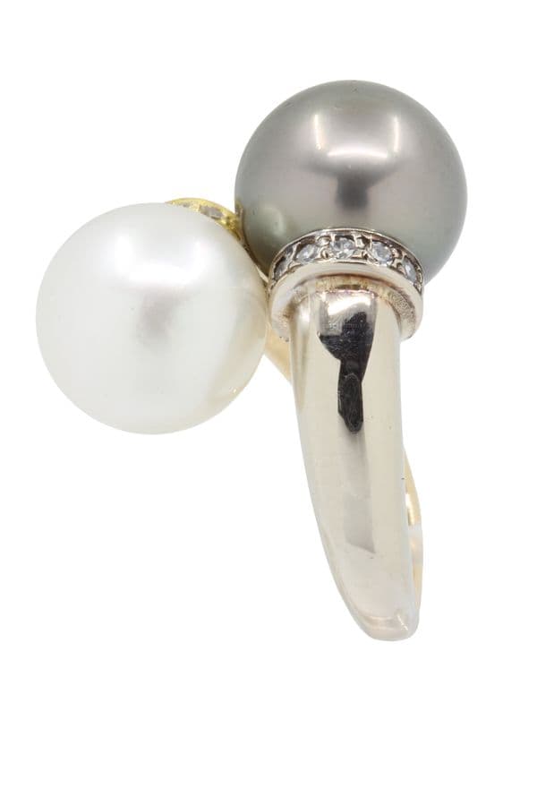 BAGUE TOI ET MOI PERLES ET DIAMANTS — vue 3