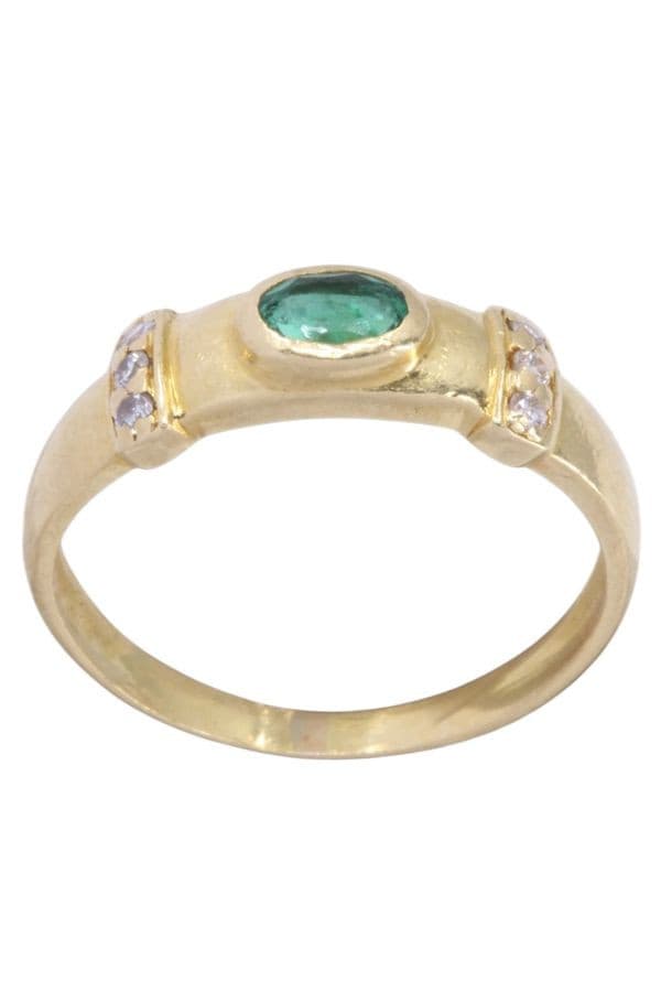 BAGUE MODERNE ÉMERAUDE ET DIAMANTS — vue 1