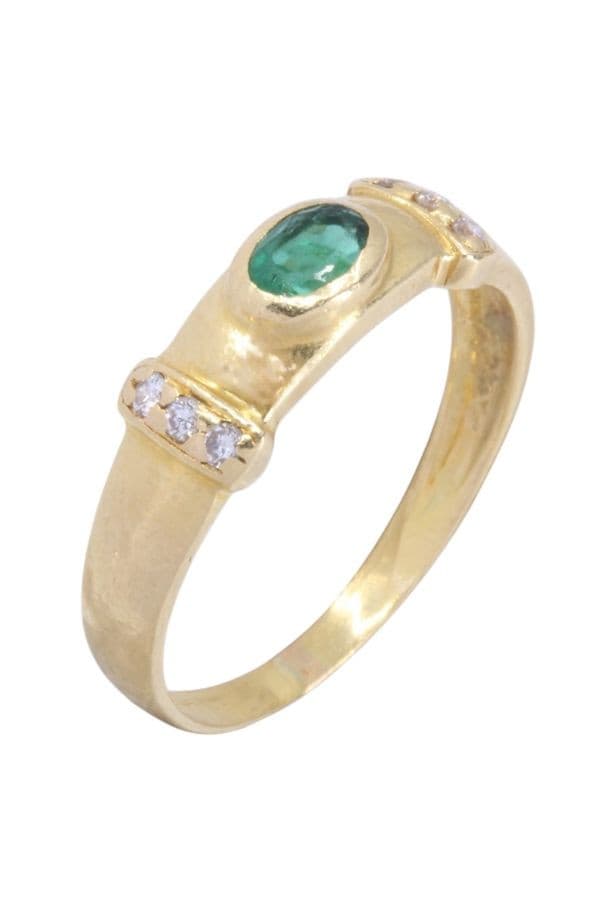 BAGUE MODERNE ÉMERAUDE ET DIAMANTS — vue 5